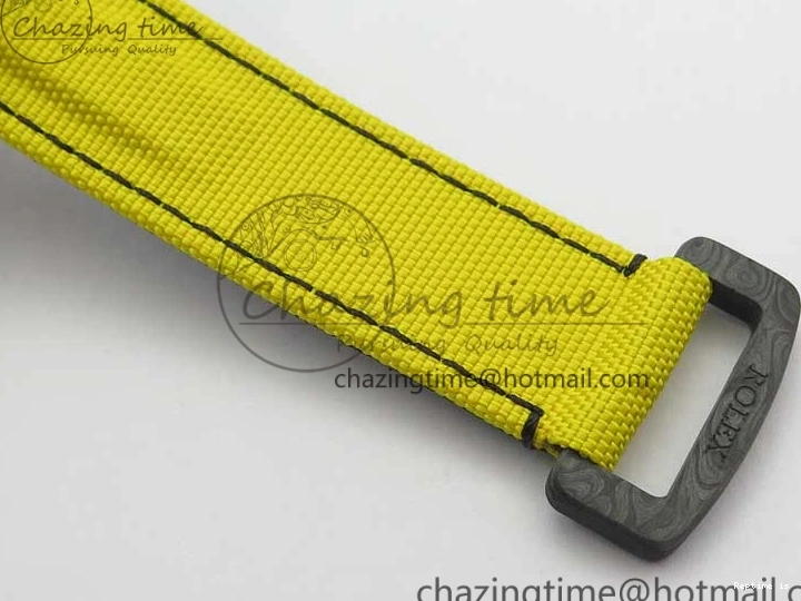 0102 Supportive Daytona DIW Carbon Case and Bezel Black Yellow Dial on Yellow Nylon Strap A 3220